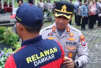 Kapolres Ngawi AKBP Prayoga Angga Widyatama saat Apel Sabuk Kamtibmas