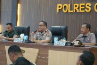 Kapolres Gresik AKBP Ramadhan Nasution saat rakor pengamanan pengesahan warga baru PSHT