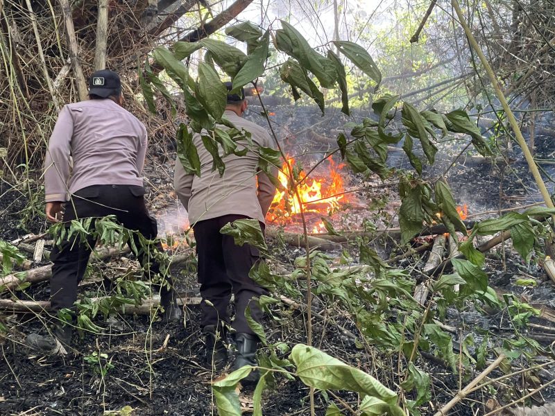 Personil Polsek Pogalan bantu padamkan Karhutla di Gunung Orak Arik