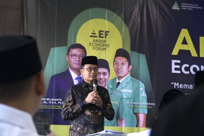 Direktur Jenderal Pajak, Bimo Wijayanto, saat menyampaikan _Keynote Speech_ dalam kegiatan Ansor Economic Forum.